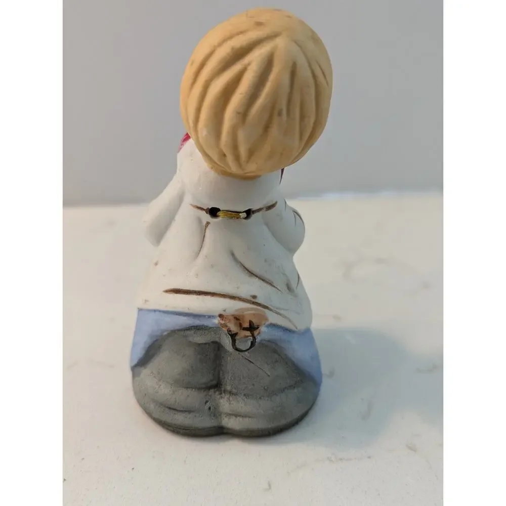 Vtg Porcelain Choir Boy Slingshot In Pocket Red Bow Bell Jasco 1978 Christmas...